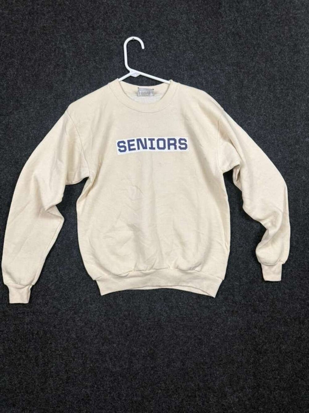 Vintage Lee Seniors 77 Crewneck Sweatshirt Men's S USA Made Cream Graphic